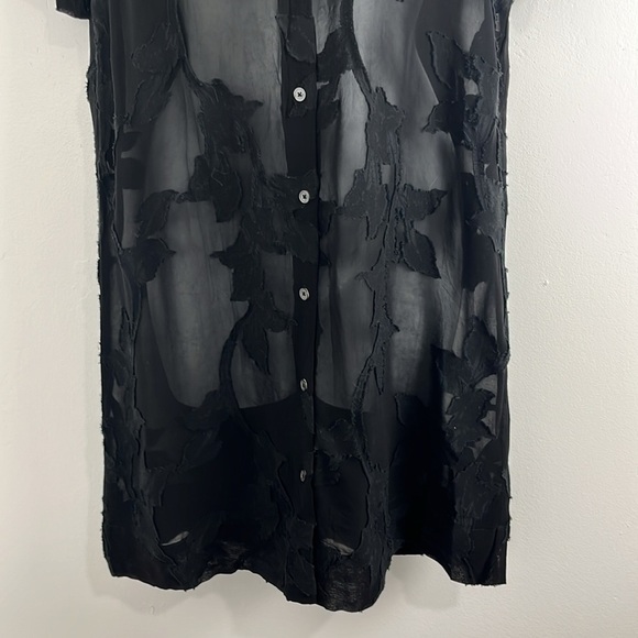 Aritzia Wilfred Sheer Vine-Patterned Black Mini Dress - Picture 2 of 7